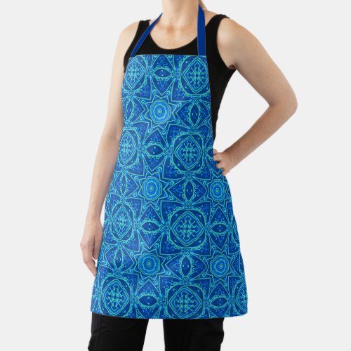 Abstract Watercolor Pattern _ Denim Blue Apron
