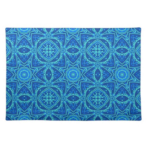 Abstract Watercolor Pattern _ Denim Blue Cloth Placemat