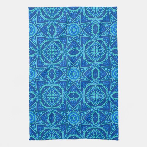 Abstract Watercolor Pattern _ Denim Blue Kitchen Towel