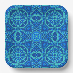 Abstract Watercolor Pattern - Denim Blue Paper Plates