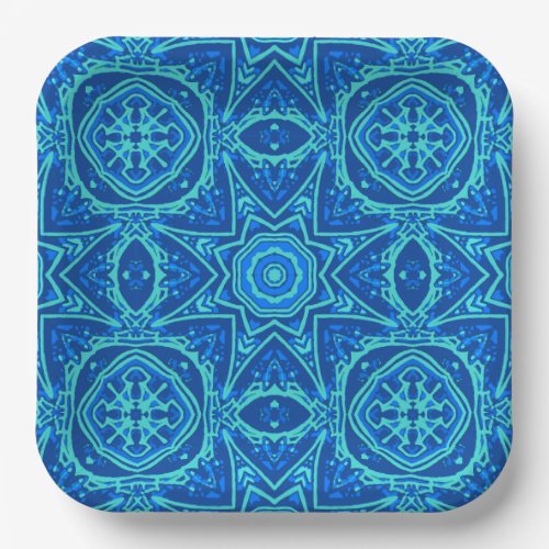 Abstract Watercolor Pattern _ Denim Blue  Paper Plates