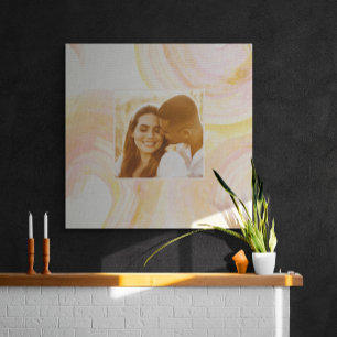 Abstract Watercolor Peach Pink Unique Custom Photo Canvas Print