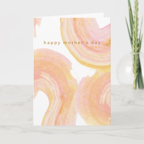 Abstract Watercolor Peach Swirl Happy Mothers Day Card