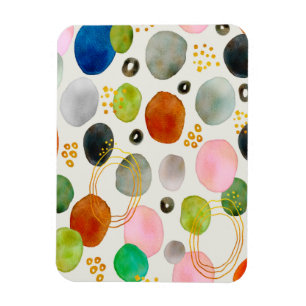 Abstract Watercolor Pebble Gold Glitter Art Magnet