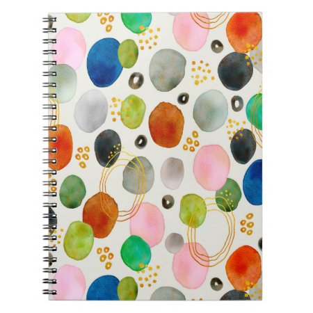 Abstract Watercolor Pebble Gold Glitter Art Notebook