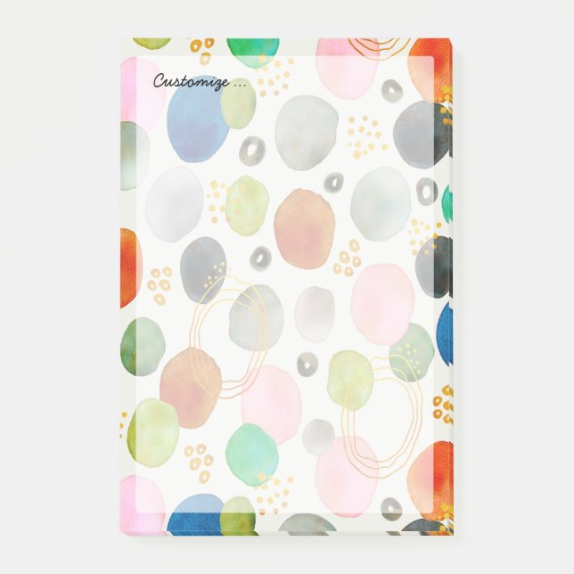 Abstract Watercolor Pebble Gold Glitter Art Post-it Notes (Front)