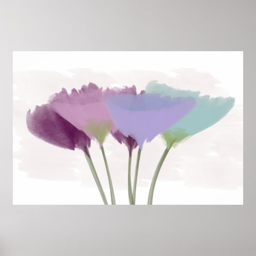 Abstract  Watercolor Peony Bouquet Lilac Poster