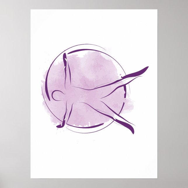 Abstract Watercolor Pilates Pose Poster (Front)