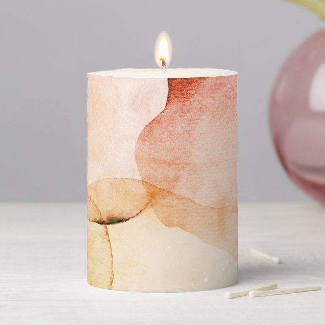 Abstract Watercolor  Pillar Candle (In Situ)