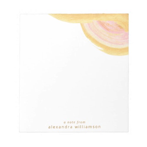 Abstract Watercolor Pink and Gold Personalized  Notepad