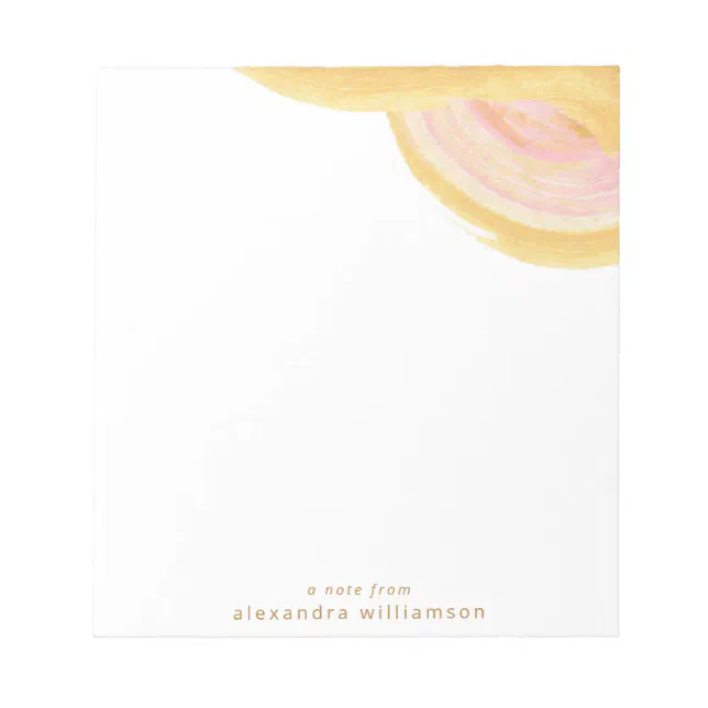 Abstract Watercolor Pink and Gold Personalized Notepad | Zazzle