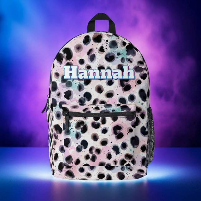 Abstract Watercolor Pink Black Spot Custom Printed Backpack (Creator Uploaded)