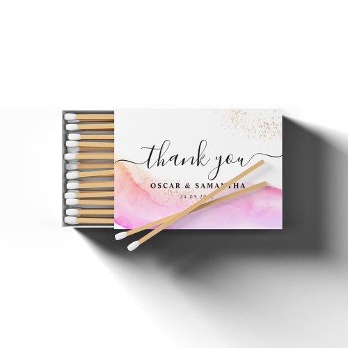 Abstract Watercolor Pink Brush Strokes  Gold   Matchboxes