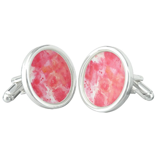 Abstract Watercolor Pink Cufflinks (Angled)