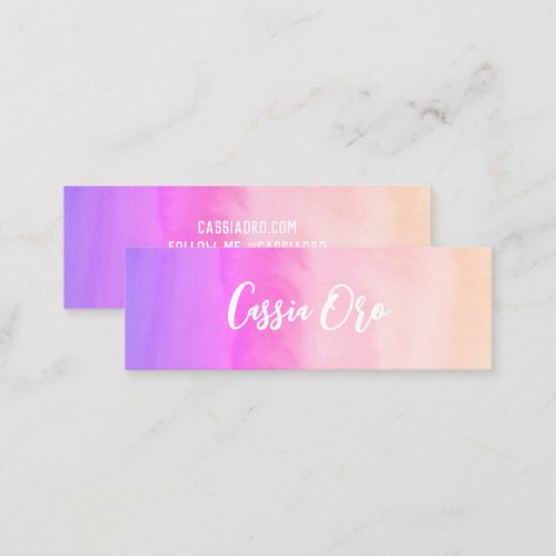 Abstract Watercolor Pink Custom Social Media Icons Mini Business Card