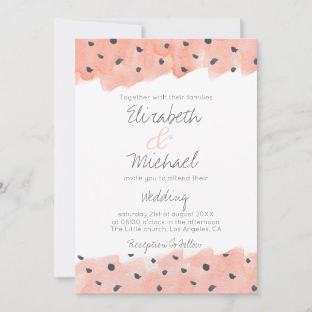 Abstract Watercolor Pink Dots Pattern Invitation (Front)