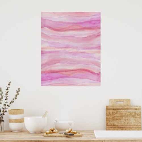 Abstract Watercolor Pink Layers Agate Art Poster