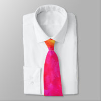 Abstract Watercolor Pink Orange Monogram Initials Neck Tie