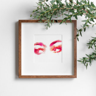 Abstract watercolor pink painting of a woman eye 
