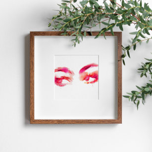 Abstract watercolor pink painting of a woman eye  poster