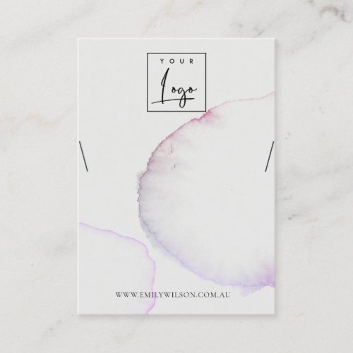 Abstract Watercolor Pink Purple Necklace Display B Business Card