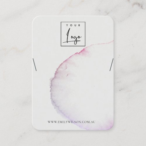 Abstract Watercolor Pink Purple Necklace Display Business Card