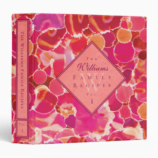 Abstract Watercolor Pink Red Coral Recipe Binder