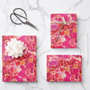 Abstract Watercolor Pink Red Coral Wrapping Paper Sheets