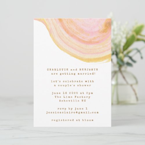 Abstract Watercolor Pink Swirl Couples Shower Invitation