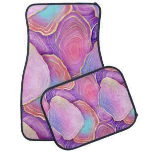 Abstract watercolor pink teal gold lavender agate car floor mat