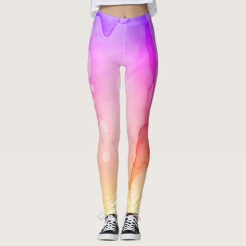  Abstract Watercolor Pink Violet Ombre Leggings