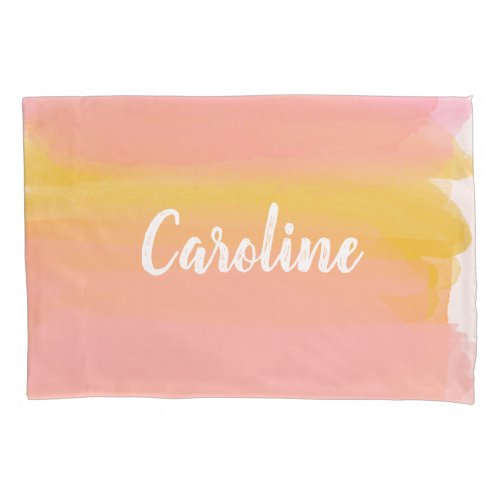 Abstract Watercolor Pink Yellow Personalized Pillow Case
