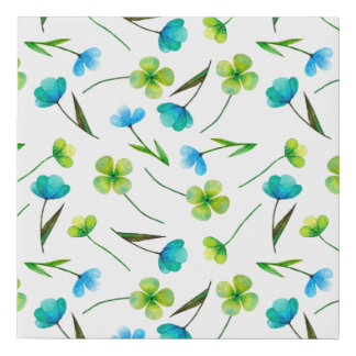 Abstract watercolor plants seamless pattern faux canvas print