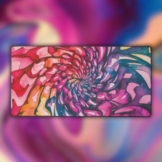 Abstract Watercolor Psychedelic Intricate Patterns Desk Mat