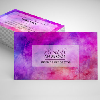 Abstract Watercolor Purple Fashion Trendy Modern Business Card by MG_BusinessCards at Zazzle