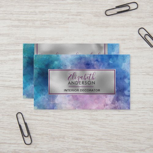 Abstract Watercolor Purple Fashion Trendy Modern Business Card