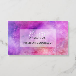 Abstract Watercolor Purple Fashion Trendy Modern Foil Spot Gloss Business Cards