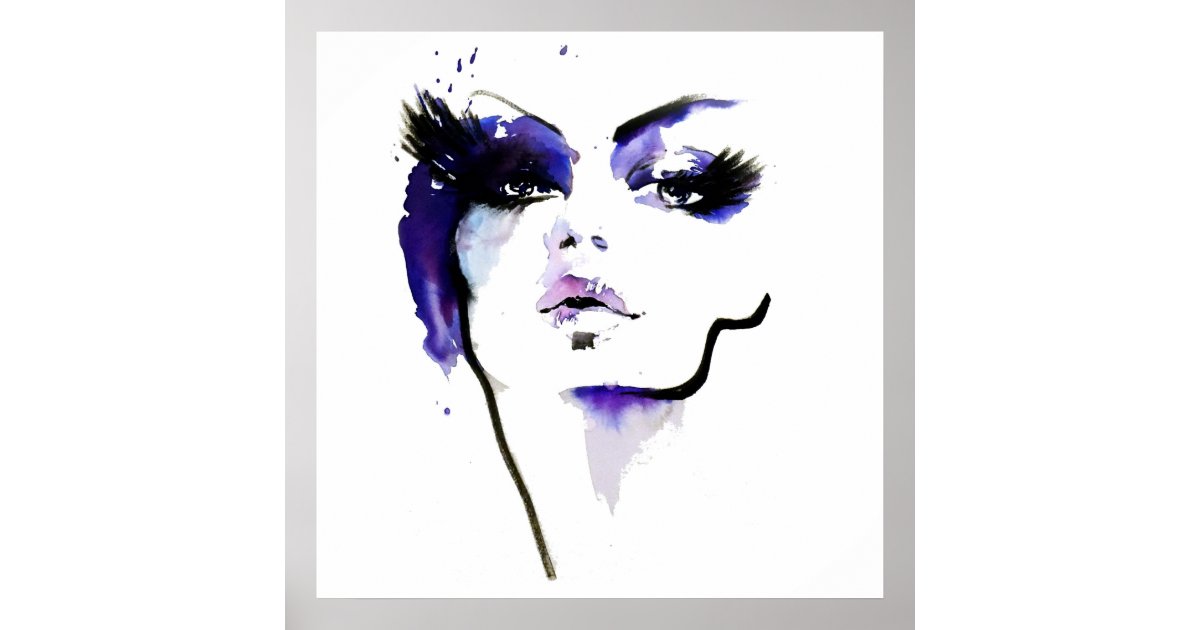 Abstract Watercolor Purple Woman Makeup Branding Poster Zazzle