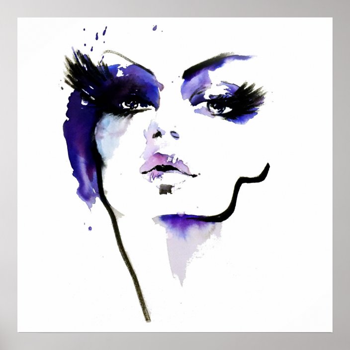 Abstract Watercolor Purple Woman Makeup Branding Poster Zazzle