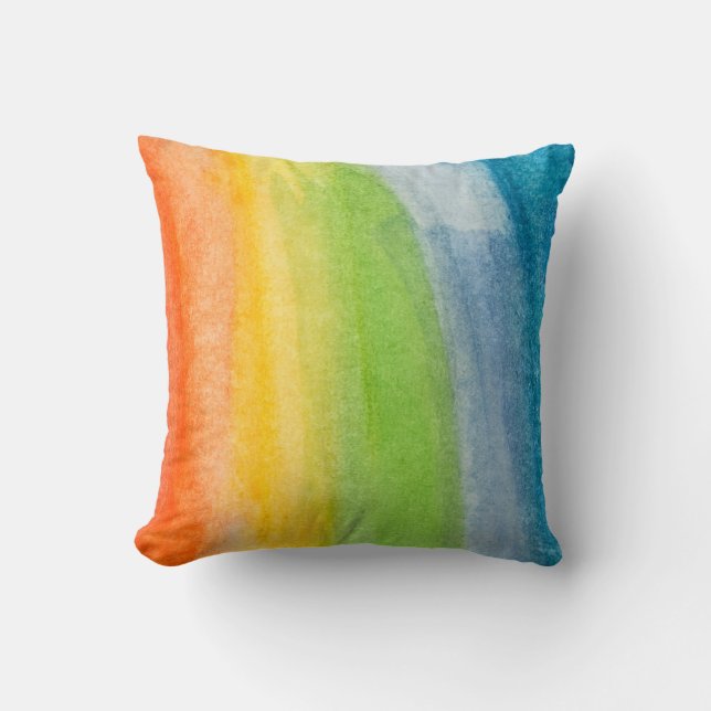 Abstract watercolor rainbow colors backgroundbackg throw pillow (Front)