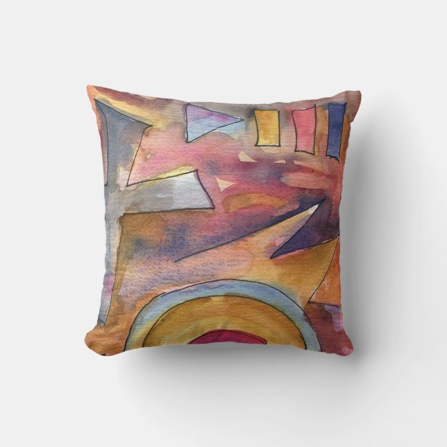 ABSTRACT WATERCOLOR Retro Throw Pillow (Front)