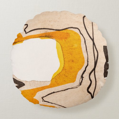 Abstract watercolor ribbon meandering pattern round pillow