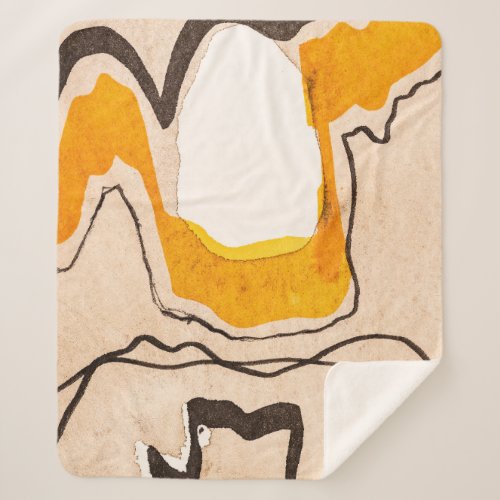 Abstract watercolor ribbon meandering pattern sherpa blanket
