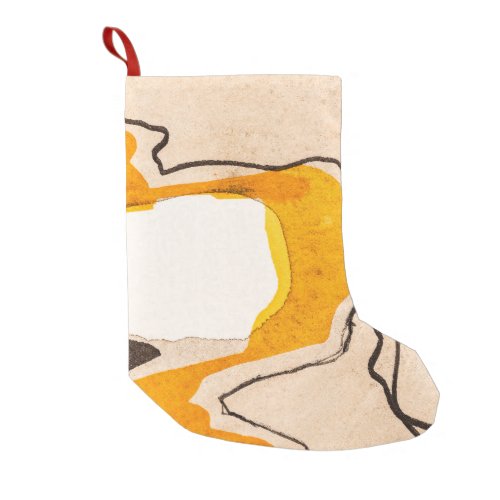 Abstract watercolor ribbon meandering pattern small christmas stocking