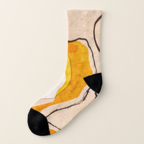 Abstract watercolor ribbon meandering pattern socks
