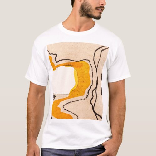 Abstract watercolor ribbon meandering pattern T_Shirt