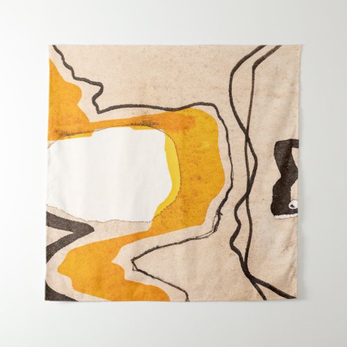 Abstract watercolor ribbon meandering pattern tapestry