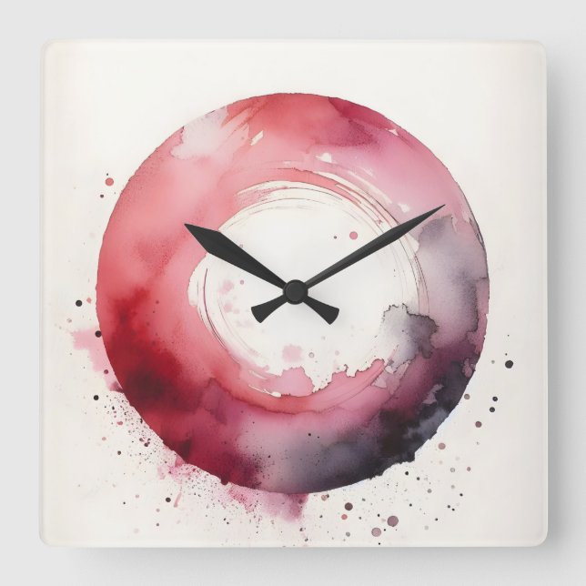 abstract watercolor ring  square wall clock (Front)