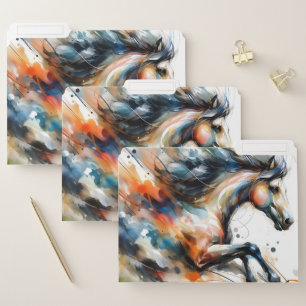 Abstract Watercolor Running Horse File Folder