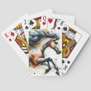Abstract Watercolor Running Horse Poker Cards